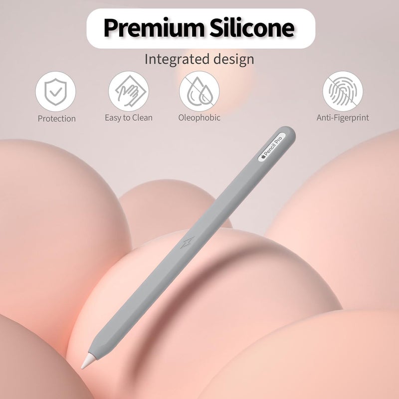 AKSHFETH Ultra Thin Protective Pencil Cover for Apple Pencil Pro &Apple Pencil 2nd Gen Silicone Case Sleeve Compatible with Apple Pencil Pro (Grey) - Image 2